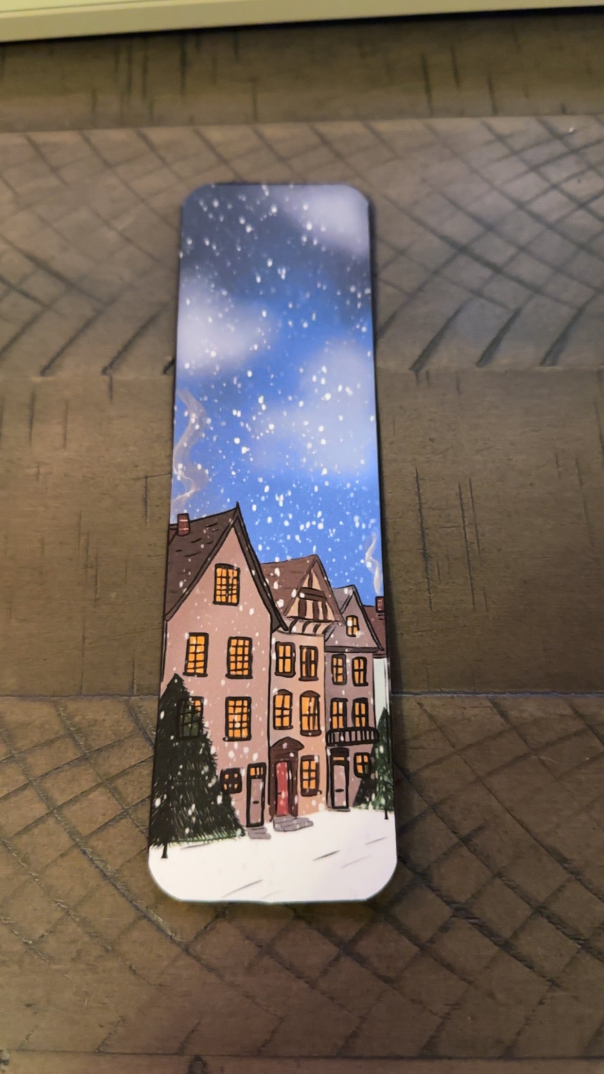 Snowy village bookmark
